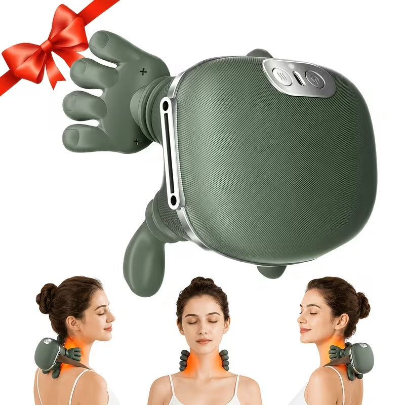 Acupressure Handheld Shoulder Neck Massager Trapezius Neck Massager Deep Tissue Kneading Back Massager with Heat