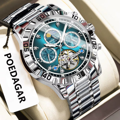 Poedagar 1423 Luxury Men Stainless Steel Reloj Waterproof Luminous Automatic Men Mechanical Watch